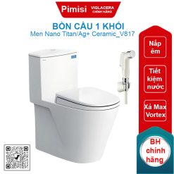 Bồn cầu một khối Viglacera V817+VG826+VG853 xả xoáy nắp êm