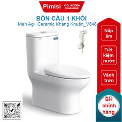 Bồn cầu một khối Viglacera V848 + VG826 xả xoáy nắp V39