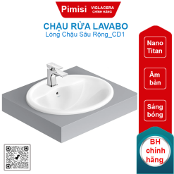 Chậu rửa lavabo Viglacera CD1 âm bàn dương vành