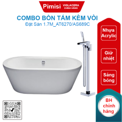 Combo bồn tắm kèm vòi CAESAR AT6270+AS689C đặt sàn 1.7M
