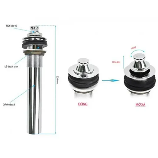 Trụ xả lavabo Inax A-016V có chặn nước - Ảnh 2