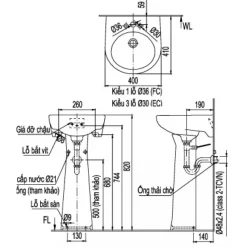 Alternative view of Bộ chậu rửa lavabo Inax L-282V/L-284VD treo tường kèm chân dài