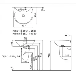 Alternative view of Bộ chậu rửa lavabo Inax L-285V/L-288VC treo tường