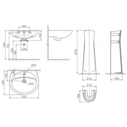 Alternative view of Bộ chậu rửa lavabo Viglacera BS409/VI1T treo tường kèm chân dài
