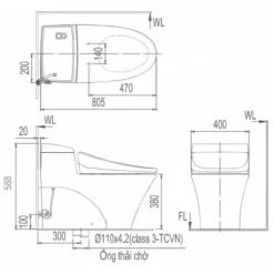 Alternative view of Bồn cầu nắp điện tử Inax AC-1008R/CW-H17VN phun rửa tự động