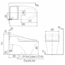 Alternative view of Bồn cầu nắp điện tử Inax AC-1017R/CW-H18VN 3 mức nhiệt nước