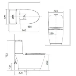 Alternative view of Bồn cầu nắp điện tử Inax AC-832/CW-H17VN 6 mức nhiệt