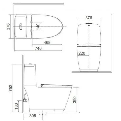 Bồn cầu nắp điện tử Inax AC-832/CW-H17VN 6 mức nhiệt - Ảnh 2