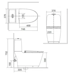 Alternative view of Bồn cầu nắp điện tử Inax AC-832/CW-H18VN khử mùi nhanh