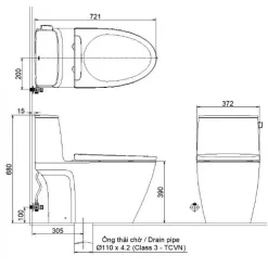 Alternative view of Bồn cầu nắp điện tử Inax AC-912/CW-H17VN xả gạt