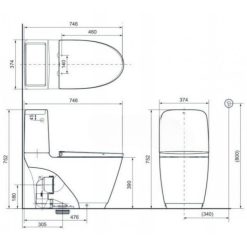 Alternative view of Bồn cầu Inax ACT-832/CW-KA22AVN nắp điện tử