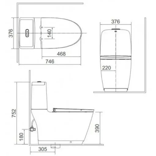 Bồn cầu nắp điện tử Inax AC-832/CW-H20VN khử mùi - Ảnh 2