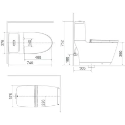 Alternative view of Bồn cầu nắp điện tử Inax AC-832/CW-KA22AVN 6 mức điều chỉnh nhiệt