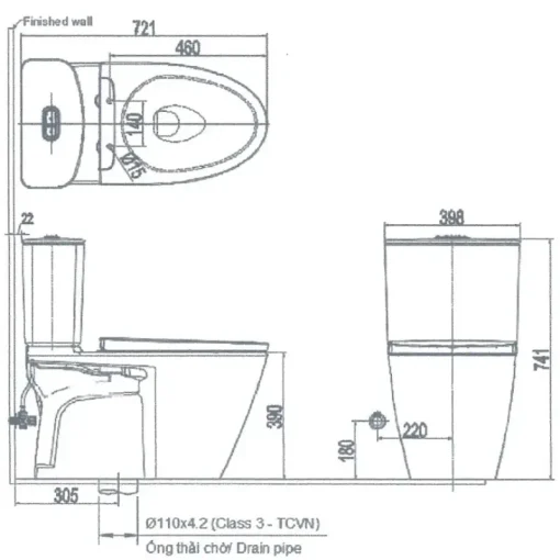Bồn cầu nắp điện tử Inax ACT-602/CW-H20VN xả cảm ứng - Ảnh 2