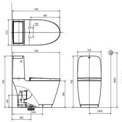 Alternative view of Bồn cầu nắp điện tử Inax ACT-832/CW-H20VN xả không chạm