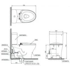 Alternative view of Bồn cầu 2 khối TOTO CS769DRT10/TC395VS nắp êm