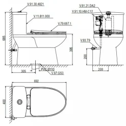 Alternative view of Bồn cầu một khối Viglacera V811 + VG826 xả xoáy nắp V687