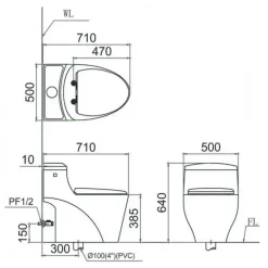 Alternative view of Bàn cầu thông minh CAESAR C1353F/TAF610H tự động đóng mở nắp