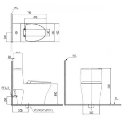 Alternative view of Bàn cầu thông minh CAESAR C1356F/TAF610H tự động đóng mở nắp