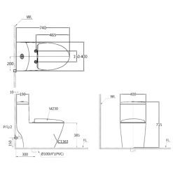 Alternative view of Bàn cầu thông minh CAESAR C1363F/TAF610H tự động đóng mở nắp