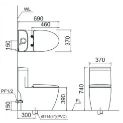 Alternative view of Bàn cầu thông minh CAESAR C1364F/TAF610H tự động đóng mở nắp