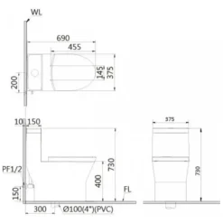 Alternative view of Bàn cầu thông minh CAESAR C1374F/TAF610H tự động đóng mở nắp