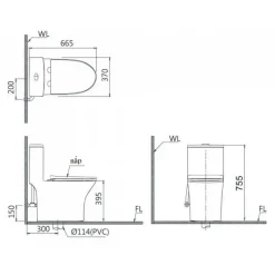 Alternative view of Bàn cầu thông minh CAESAR C1391F/TAF610H tự động đóng mở nắp