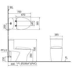 Alternative view of Bàn cầu thông minh CAESAR C1394F/TAF610H tự động đóng mở nắp