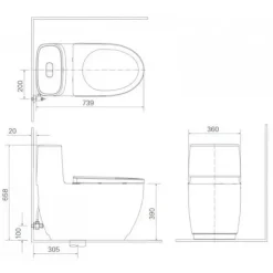 Alternative view of Bồn cầu nắp điện tử Inax AC-1052/CW-H20VN tiết kiệm điện