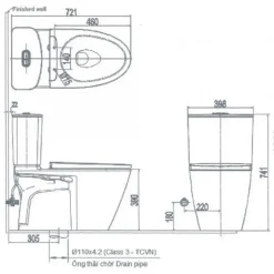 Alternative view of Bồn cầu nắp điện tử Inax AC-602/CW-H18VN