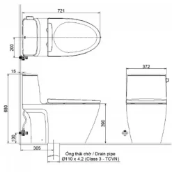 Alternative view of Bồn cầu nắp điện tử Inax AC-912/CW-H20VN xả gạt