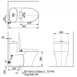 Alternative view of Bồn cầu nắp điện tử Inax AC-959A/CW-H20VN xả nhấn