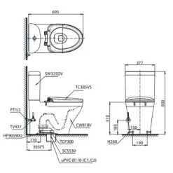 Alternative view of Bồn cầu 2 khối TOTO CS818DT2 nắp TC393VS