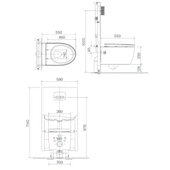 Alternative view of Bồn cầu nắp điện tử Inax AC-952/CW-H18VN treo tường