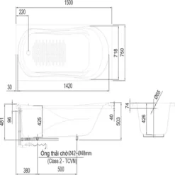 Alternative view of Bồn tắm xây Inax MBV-1500 galaxy dài 1.5M