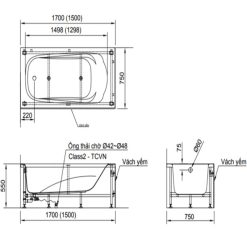 Alternative view of Bồn tắm chân yếm Inax FBV-1702S dài 1.7M