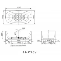 Alternative view of Bồn tắm đặt sàn Inax BF-1760V (BF1760V) dài 1.7M