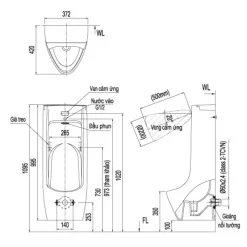 Alternative view of Bồn tiểu treo tường cảm ứng Inax ASU-500V