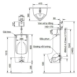 Alternative view of Bồn tiểu nam treo tường Inax AU-411V Aqua Ceramic