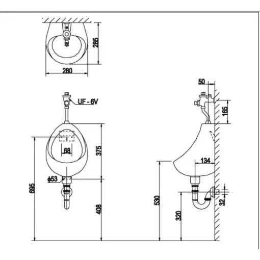 Bồn tiểu nam treo tường Inax U-116V - Ảnh 2