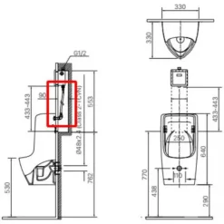 Alternative view of Bồn tiểu nam treo tường Inax U-431VAC cấp âm