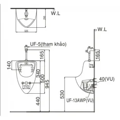 Alternative view of Bồn tiểu nam treo tường Inax U-440V