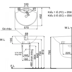 Alternative view of Chân ngắn lavabo Inax L-288VC treo tường