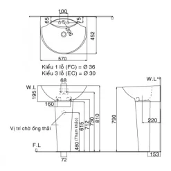 Alternative view of Chân dài lavabo Inax L-288VD treo tường