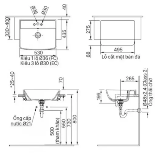 Chậu rửa lavabo Inax L-345V bán âm - Ảnh 2