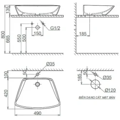Alternative view of Chậu rửa lavabo Viglacera CD16 đặt bàn