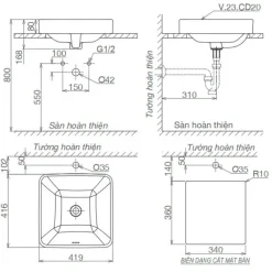Alternative view of Chậu rửa lavabo Viglacera CD20 đặt bàn