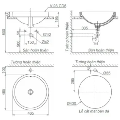 Alternative view of Chậu rửa lavabo Viglacera CD6 đặt bàn
