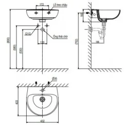 Alternative view of Chậu rửa lavabo Viglacera V523 treo tường
