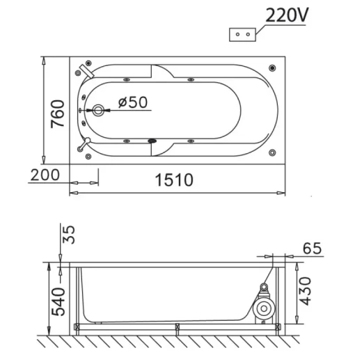 Bồn tắm yếm Caesar AT0150L/R 1.5M - Ảnh 2